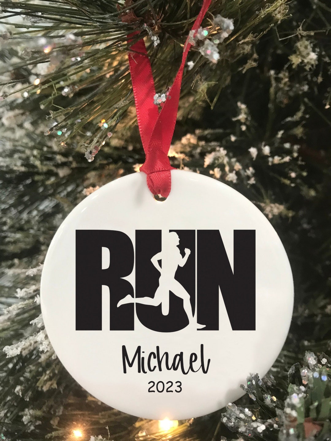 Running Ornament Man Gift for Runners Cross Country Gift 2023 Running