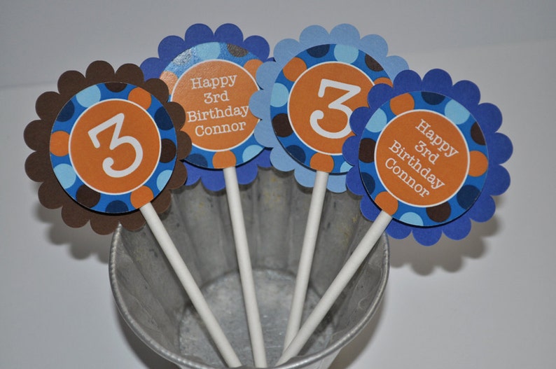 Boys Birthday Cupcake Toppers Boys Birthday Party Etsy