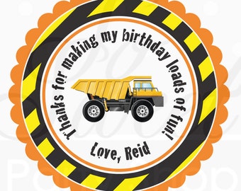 Construction Birthday Stickers, Party Favor Stickers, Boys 1st Birthday, Construction Birthday Decorations, Dump Truck Party - Set of 24