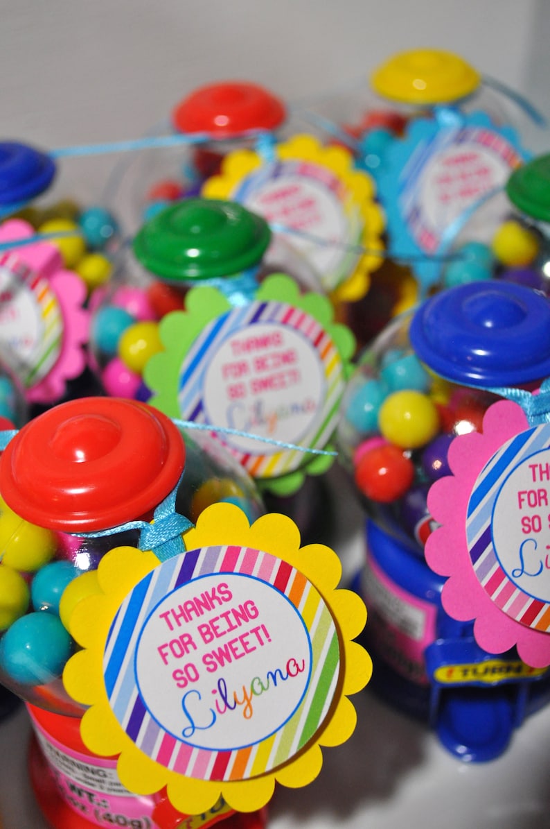 Favor Tags Candy Sweet Shoppe Birthday, 1st Birthday, Rainbow Party Thank You Tags, Candyland Birthday Party, Sweet Shop Party Set of 12 image 3