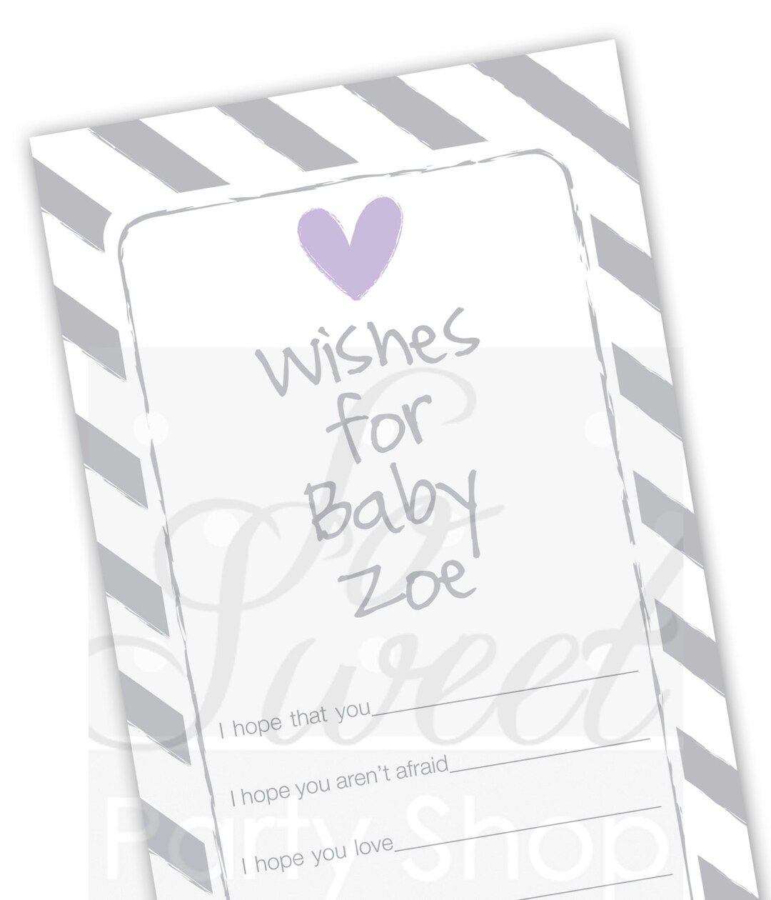 Baby Wish Cards Girls Baby Shower Purple and Gray Baby Etsy