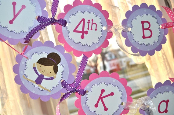 Gymnastics Birthday Banner Happy Birthday Banner Gymnastic Etsy