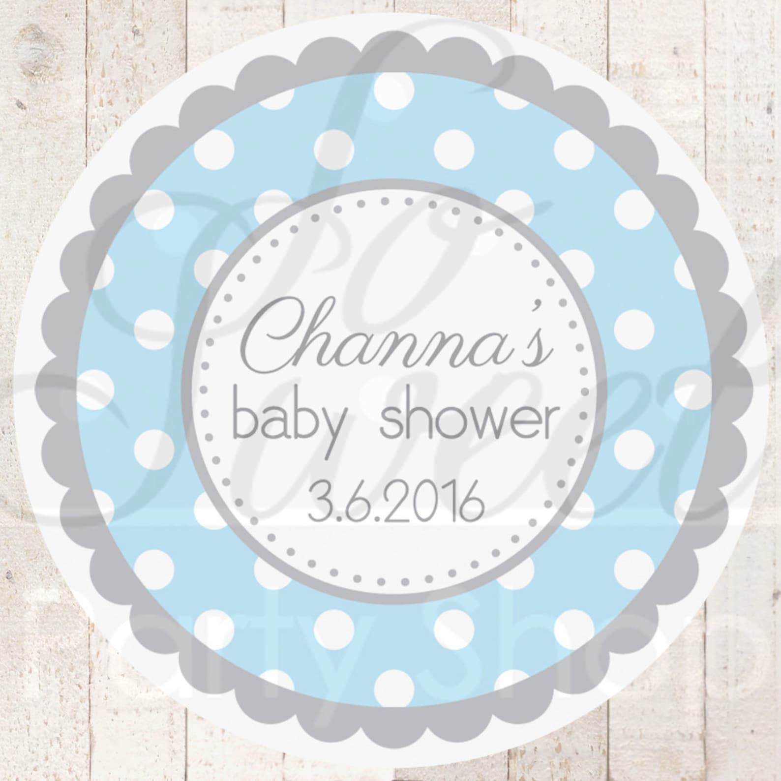 Boys Baby Shower Favor Sticker Labels Blue and Gray Polkadot Etsy
