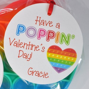 Pop It Valentine Tags, Kids School Valentines Day Pop It Tags, Classroom Valentine Cards Tags - Set of 12 Tags