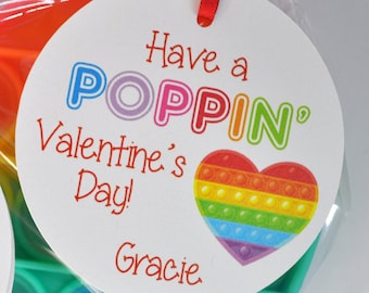 Pop It Valentine Tags, Kids School Valentines Day Pop It Tags, Classroom Valentine Cards Tags - Set of 12 Tags