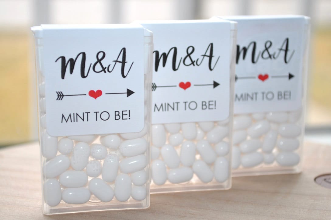 Tic Tac Labels Mint To Be, Bridal Shower Favors, Wedding Favors, Bachelorette Party, Engagement Favors, Meant To Be - Set of 24 Labels