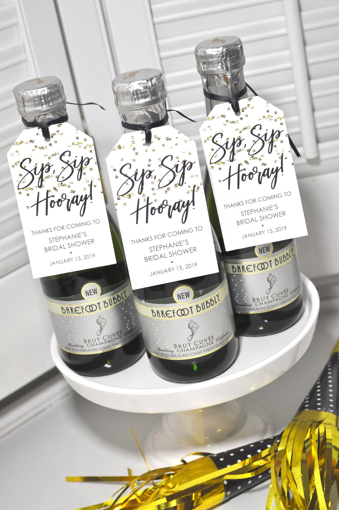 Bridal Shower Favor Tags for Mini Wine Bottles, Wedding Favors, Mini