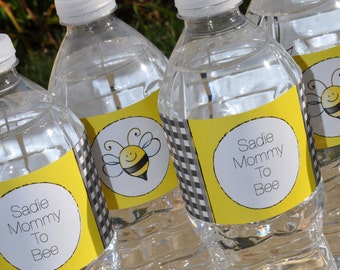 Bee Baby Shower Water Bottle Labels - Bumble Bee Baby Shower Decorations - Mommy To Bee Drink Labels - Set of 10