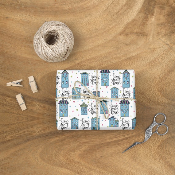 Housewarming Gift Wrap New House Gift Wrapping Paper Home Sweet Home Gift Wrap Housewarming Party Gift First Home Gift Hostess Gift By So Sweet Party Shop Catch My Party