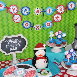 Penguin Cupcake Toppers Winter Onederland Birthday Party Decorations Boy Penguin Birthday Party Set of 12 image 3