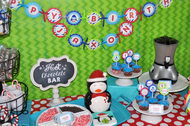 Penguin Cupcake Toppers Winter Onederland Birthday Party Decorations Boy Penguin Birthday Party Set of 12 image 3