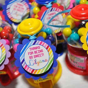 Favor Tags Candy Sweet Shoppe Birthday, 1st Birthday, Rainbow Party Thank You Tags, Candyland Birthday Party, Sweet Shop Party Set of 12 image 1