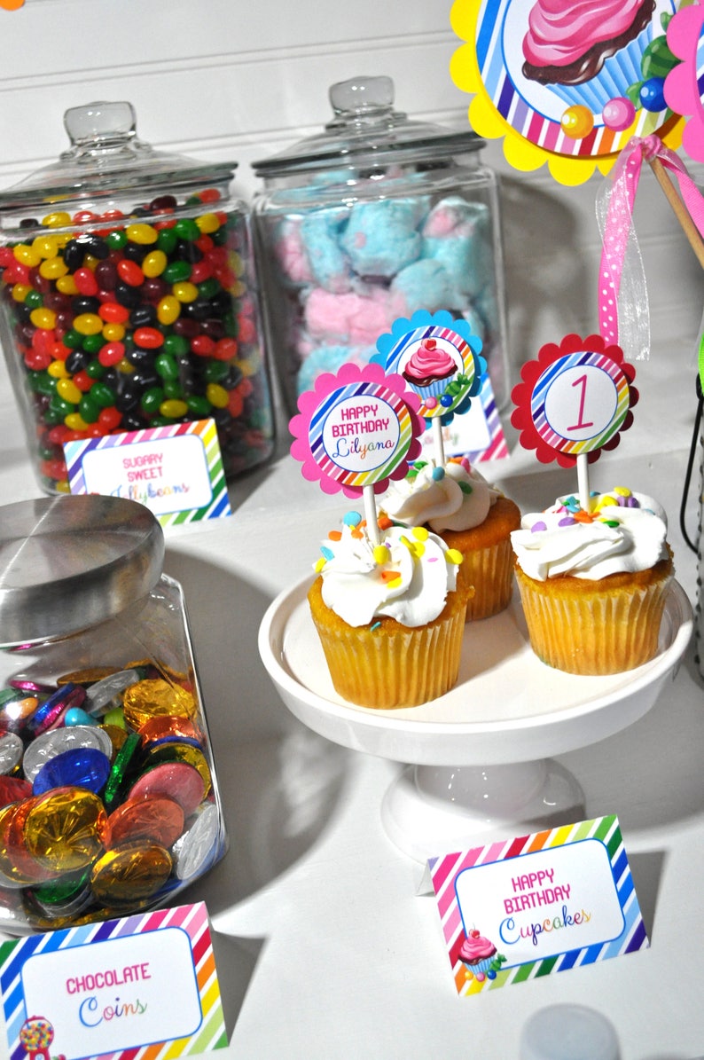 Candy Sweet Shoppe Centerpiece Sticks 1st Birthday Rainbow Etsy