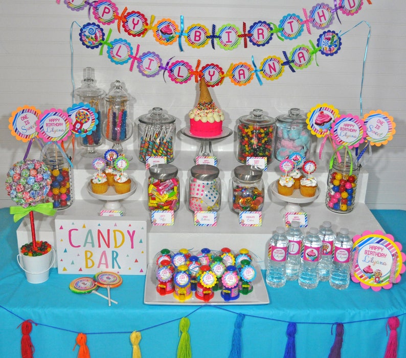 Candy Sweet Shoppe Centerpiece Sticks 1st Birthday Rainbow Etsy