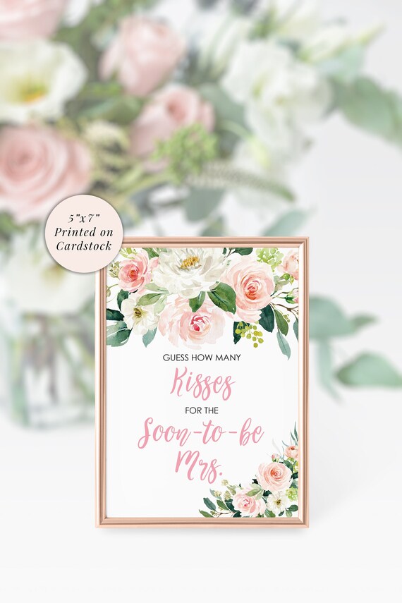 guess-how-many-kisses-bridal-shower-game-sign-5x7-print-wedding-shower-game-sign-bachelorette