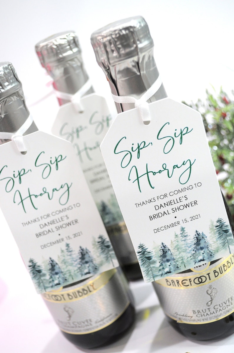 Bridal Shower Favor Tags for Mini Wine Bottles Wedding Favors Etsy