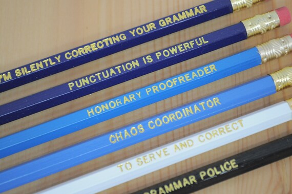 Grammar Police Teacher Pencils Custom Foil Printed Pencils, Teacher Christmas Gift, Funny Grammar Pencils Gift, Back To School Pencils Il_570xn