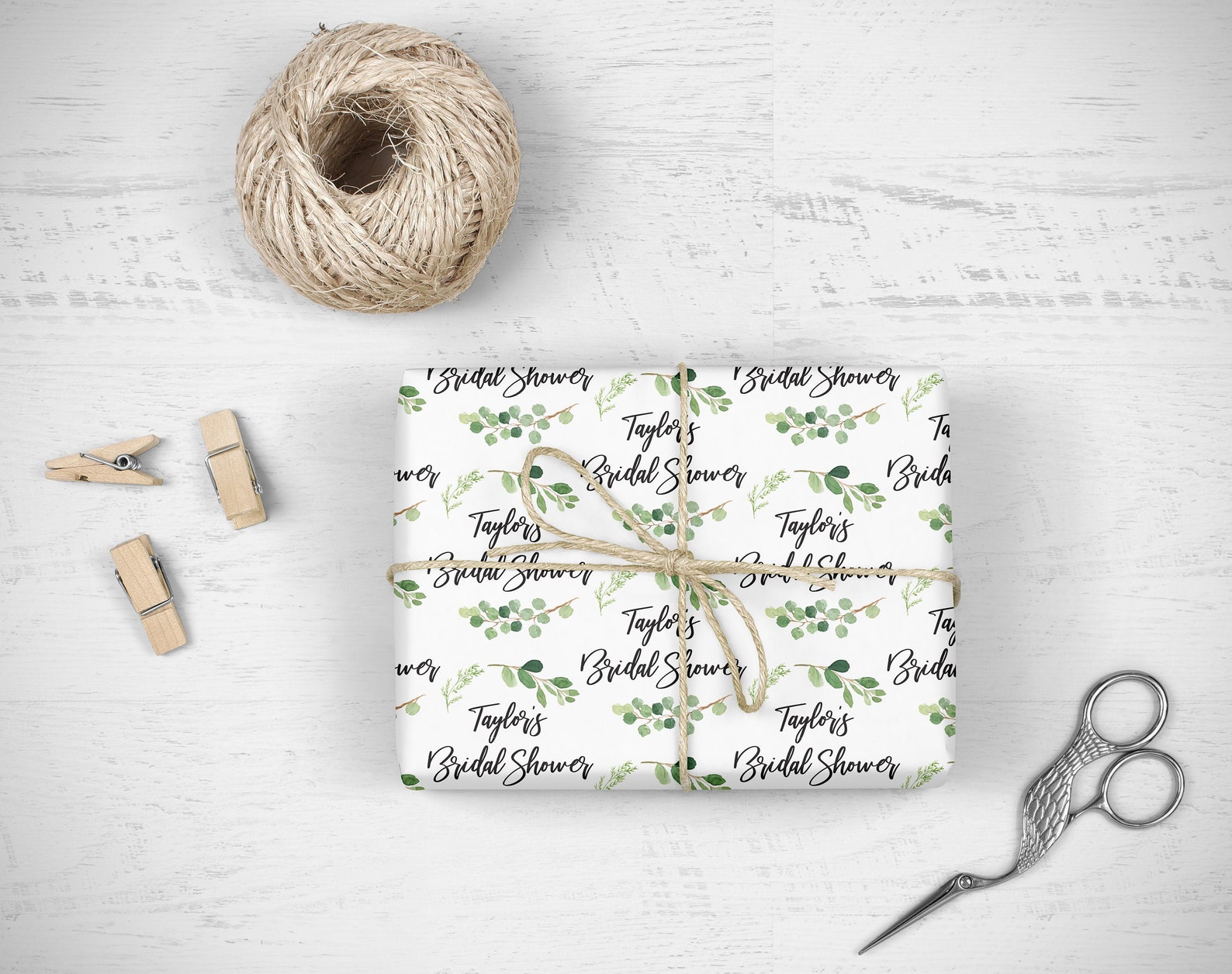 Bridal Shower Wrapping Paper Greenery Leaf Personalized Etsy