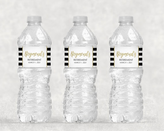Retirement Water Bottle Labels Retirement Party Gold Black - Etsy Retirement Water Bottle Labels Retirement Party Gold Black - Etsy