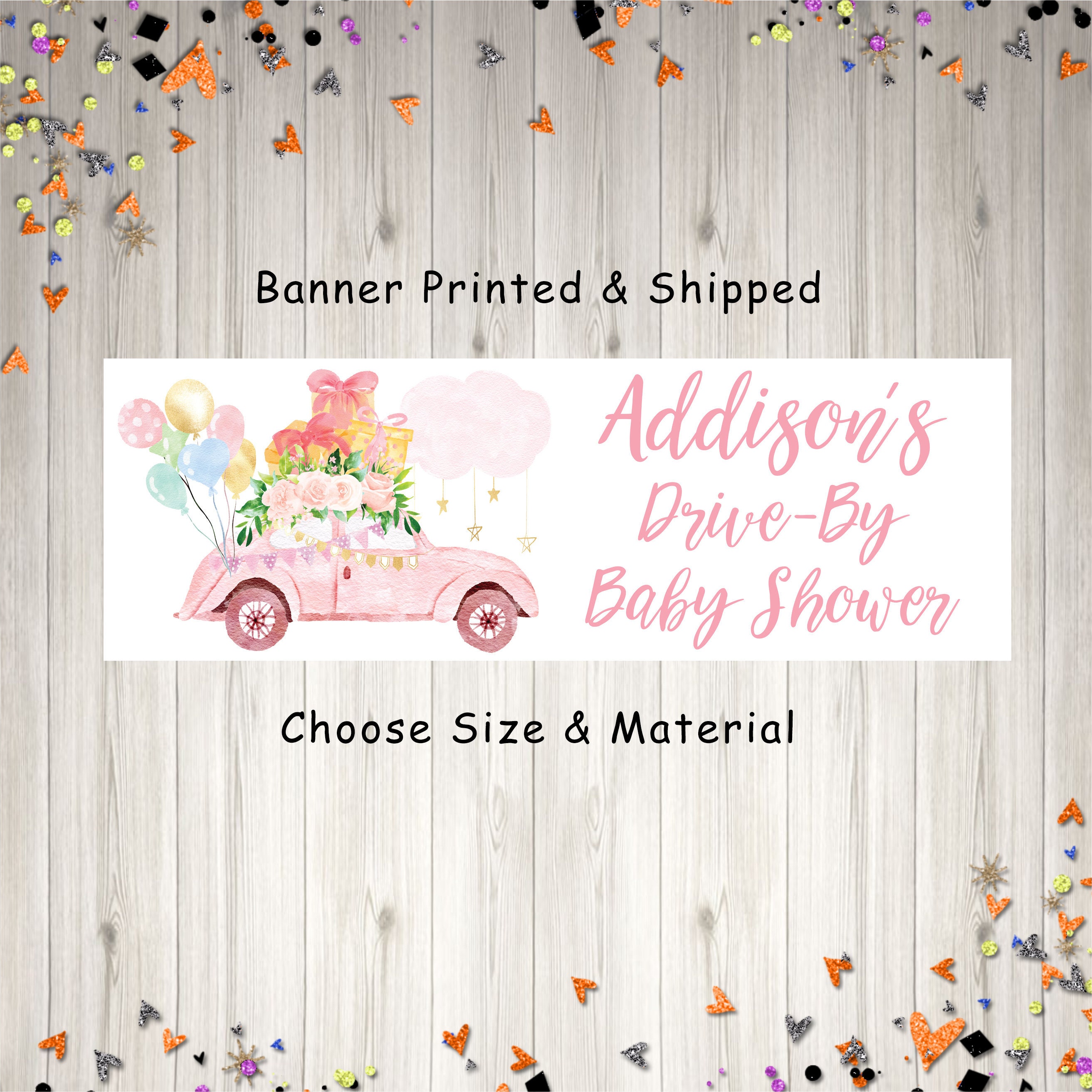 Drive by Baby Shower Banner Girl Virtual Baby Shower Etsy