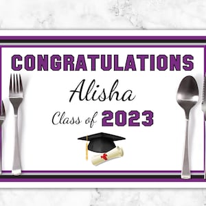 Graduation Paper Placemats Class of 2023 Decorations Tableware Disposable Personalized Placemats - Printed & Shipped Set of 6