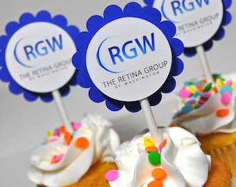 Corporate Logo Cupcake Toppers Business Logo Branded Cupcake Toppers Custom Cupcake Toppers Personalized Corporate Event Promotional