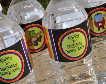 Halloween Water Bottle Labels, 1st Birthday Halloween Birthday Party Decorations, Drink Labels, Trick or Treat Party, Pumpkin - Set of 10