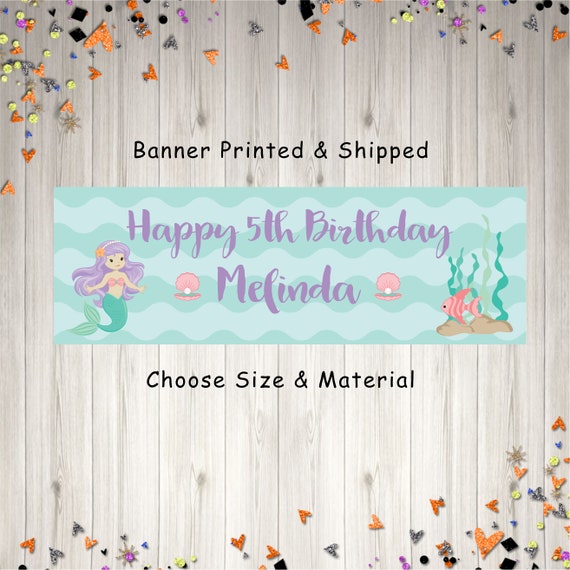 Mermaid Birthday Banner, Mermaid Party, Under The Sea Birthday Banner, Mermaid Decorations - Printed and Shipped Il_570xn