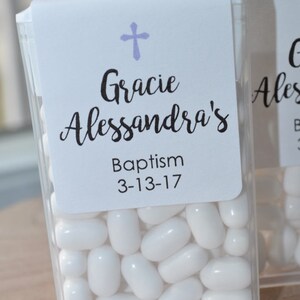 Baptism Party Favors, Tic Tac Labels Mint Favors, Mint Favors, Cross Girls Baptism, Personalized Party Favors Set of 24 Labels image 4