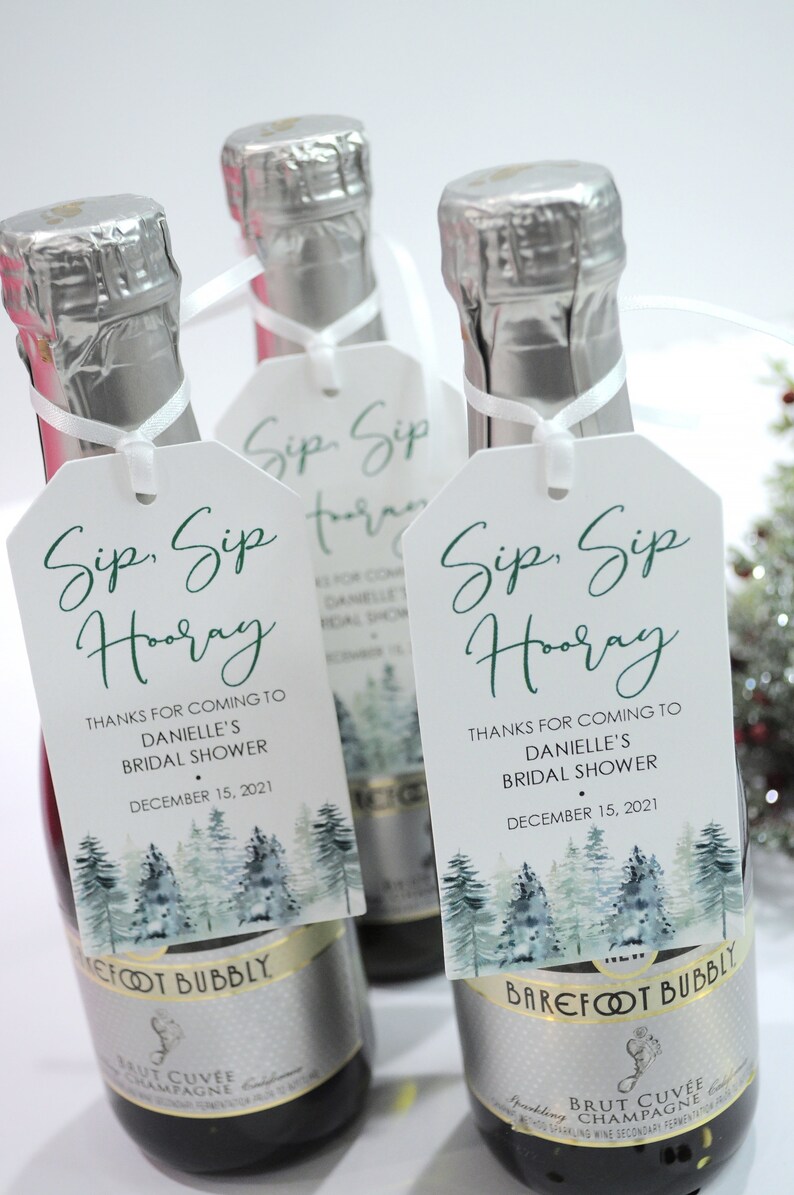 Bridal Shower Favor Tags for Mini Wine Bottles Wedding Favors Etsy
