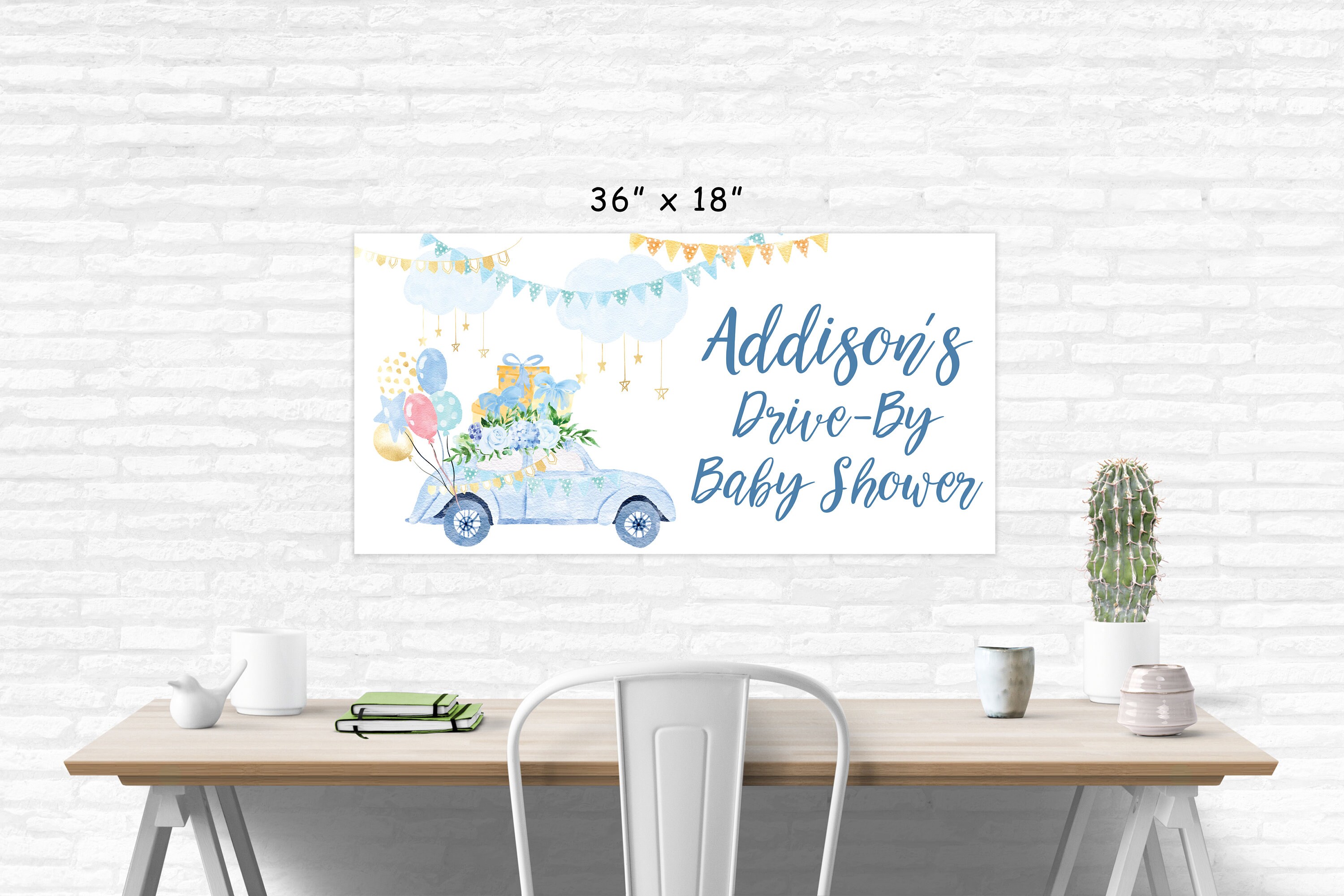 Drive by Baby Shower Banner Boy Virtual Baby Shower Etsy