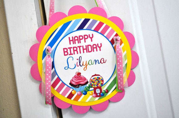 Candy Sweet Shoppe Door Sign 1st Birthday Rainbow Party Etsy
