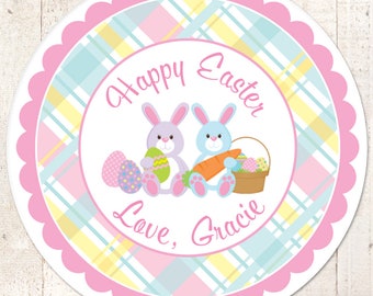 Happy Easter Bunny Stickers Party Decorations Favor Stickers Personalized Stickers Kids Easter Party Favors Treat Bag Stickers - Set of 24