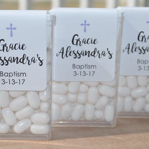 Baptism Party Favors, Tic Tac Labels Mint Favors, Mint Favors, Cross Girls Baptism, Personalized Party Favors Set of 24 Labels image 3