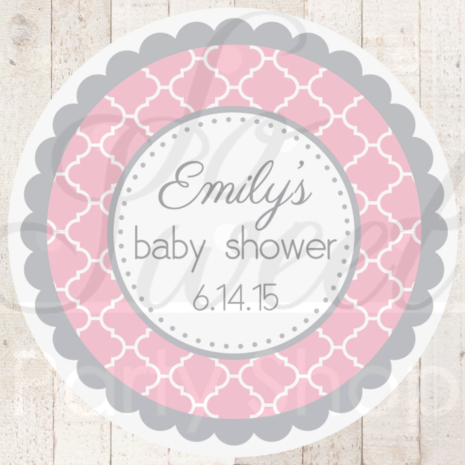 Baby Shower Favor Sticker Labels Pink and Gray Baby Shower Etsy