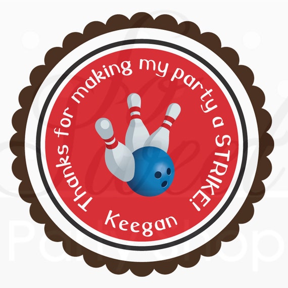Bowling Birthday Party Stickers, Party Favor Sticker Labels, Bowling