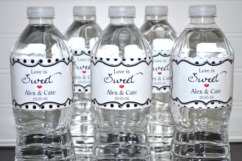 Wedding Water Bottle Labels Love Is Sweet Bridal Shower Etsy
