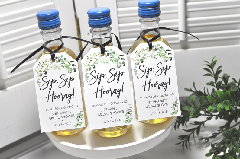 Bridal Shower Favor Tags for Mini Wine Bottles Wedding Etsy
