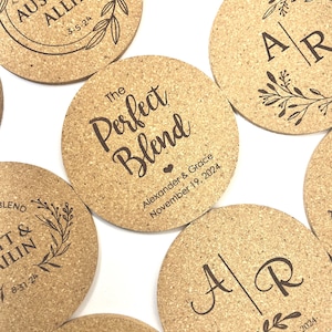 Custom Bulk Wedding Favor Coasters Engraved Coasters Personalized Coasters Wedding Reception Favor Keepsake Cork Coaster Drink Coasters