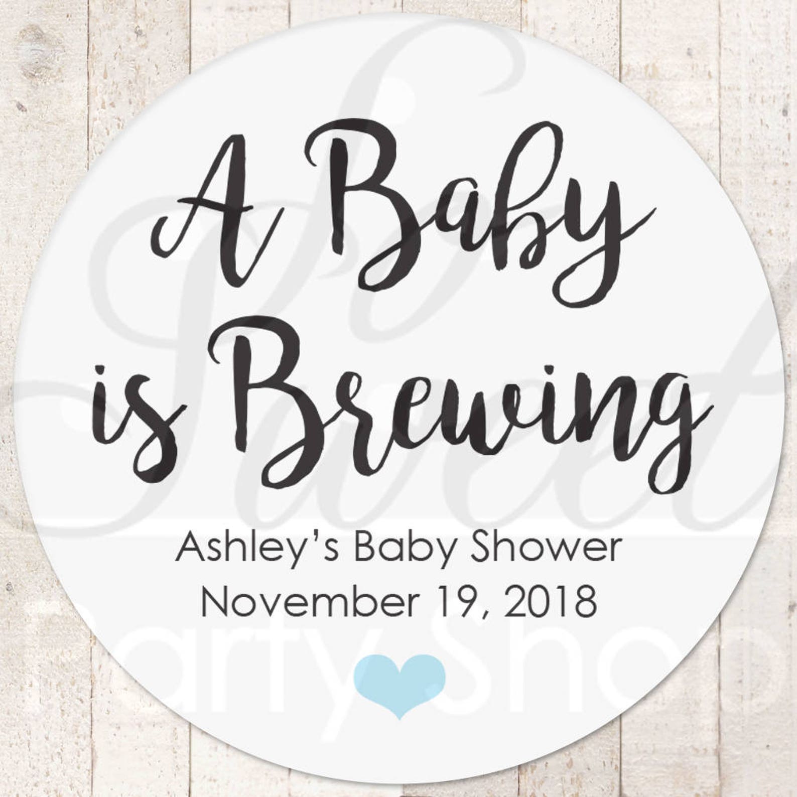 Baby Shower Favors Stickers A Baby is Brewing Favor Tag Etsy
