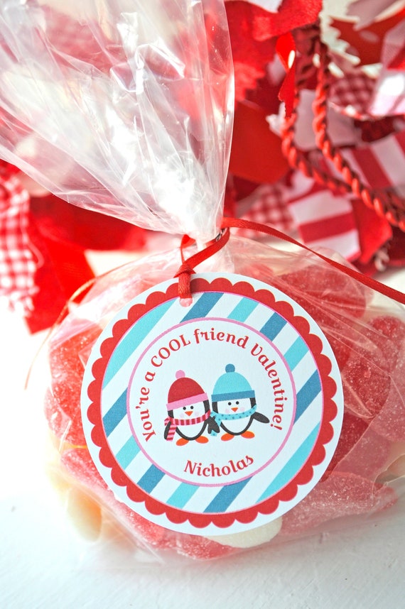 Penguin Valentines Day Cards Tags, Valentine's Day Treat Tags ...