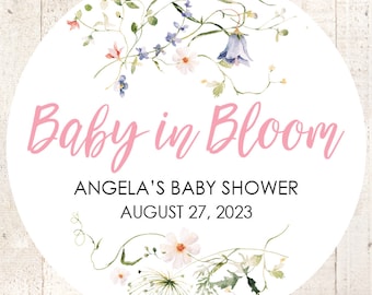 Baby In Bloom Wildflower Baby Shower Favor Stickers Girl Baby Shower Thank You Stickers Baby Shower Favor Stickers - Set of 24