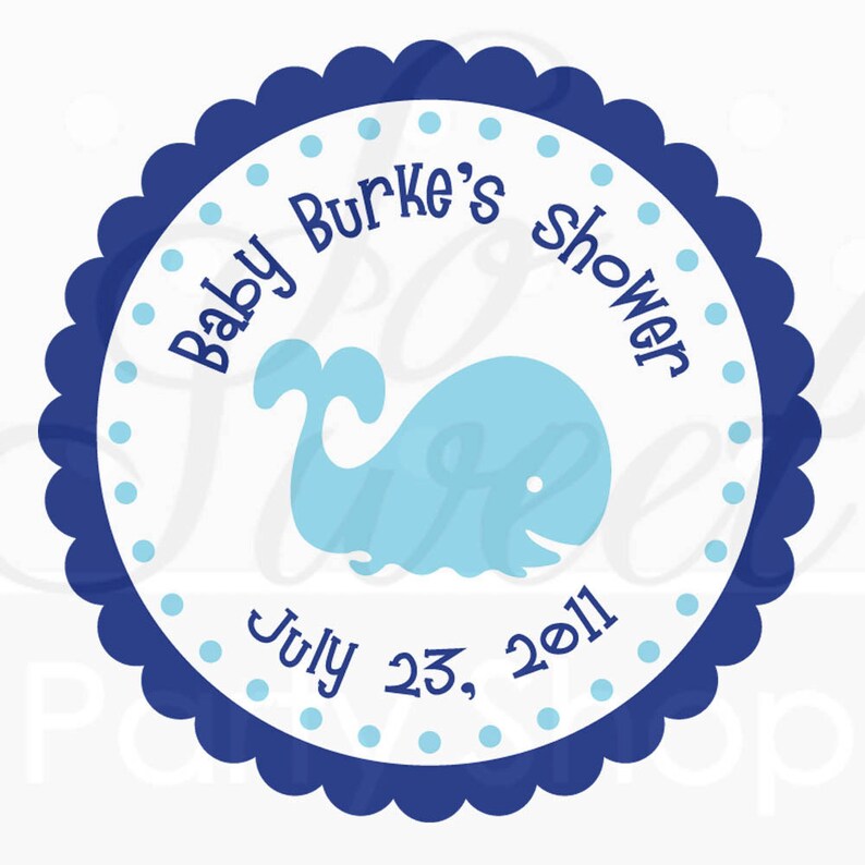 Nautical Baby Shower Whale Baby Shower Favor Sticker Labels Boy Whale Baby Shower Decorations Set of 24 Thank You Stickers