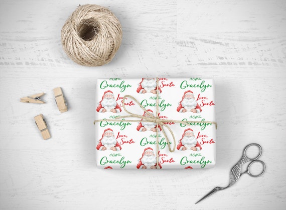 Personalized Name Wrapping Paper From Santa, Santa Claus Gift Wrap