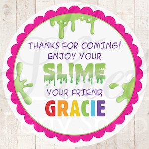 Slime Party Stickers Slime Favors Slime Party Favor Labels Party Time Slime Stickers Treat Bag Goodie Bag Thank You Stickers