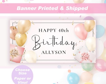 Stcomart Rosa Geburtstags-Banner – 1,8 X 1,1 M, Polyester, Mit Schleifen & Ballons, Für Fotohintergrund & Deko