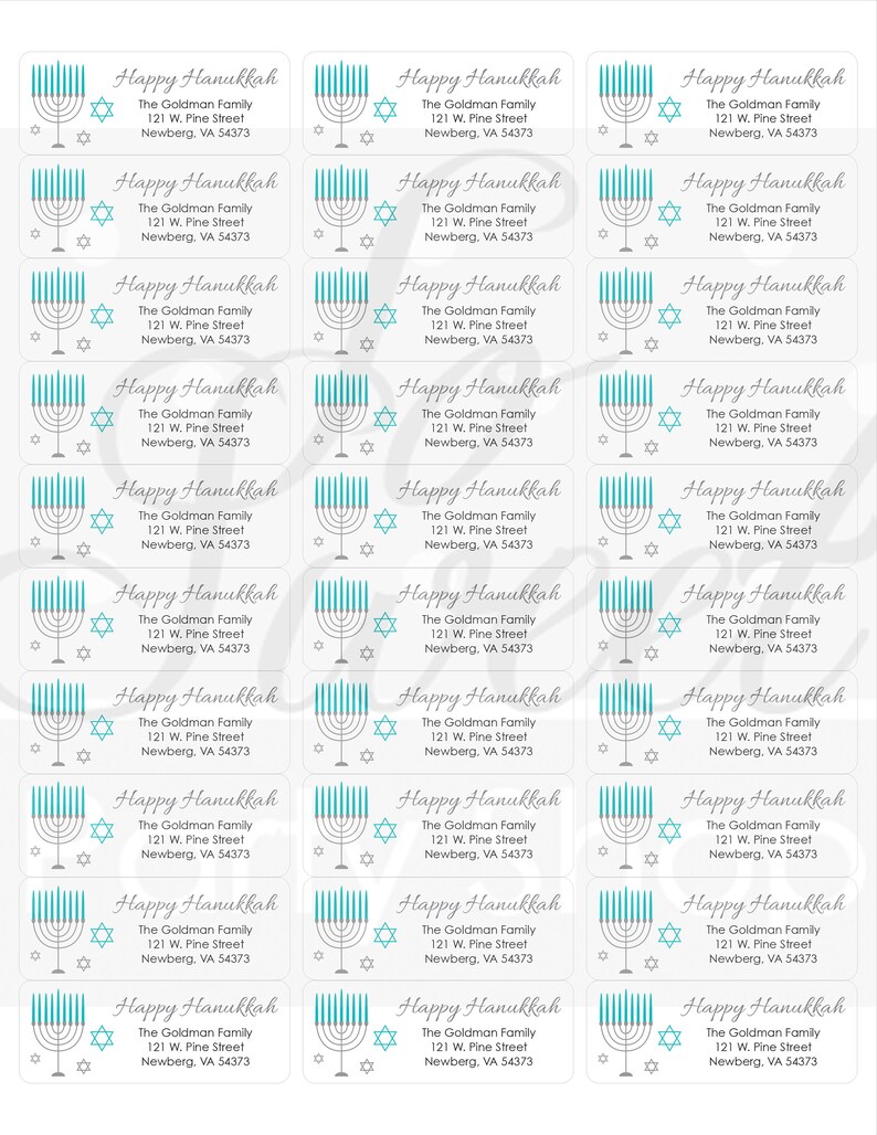 Menorah Address Stickers Set of 60 Hanukkah Address Labels Hanukkah Chanukah Return Address Labels Menorah Labels Envelope Seals