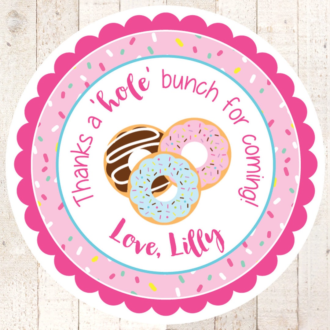 Donut Birthday Stickers, Sprinkle Party, Thank You Stickers, Donut