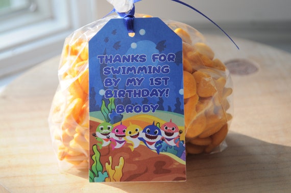 Baby Shark Birthday Party Favor Tags, Baby Shark Thank You Tags, Baby Shark Party Supplies, Personalized Kids Party Decorations - Set of 12 Il_570xn