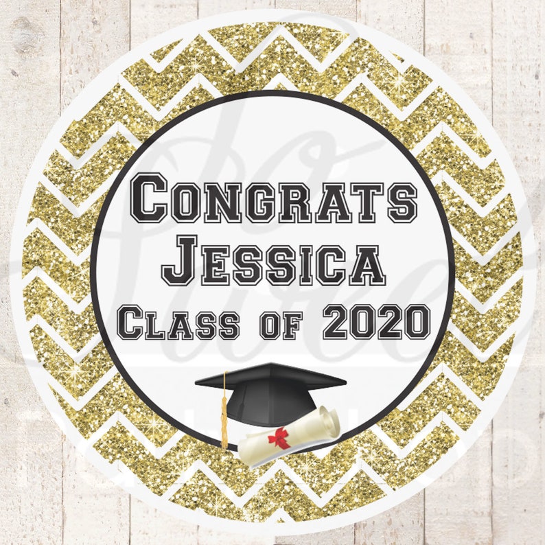 Graduation Party Favor Stickers Set of 24 Labels Gold or Silver Graduation Sticker Sweet Success Congrats Grad Personalized Party Favor